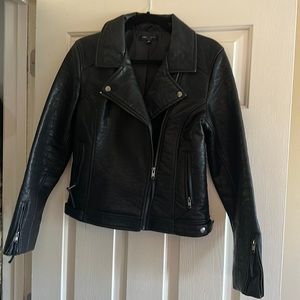 Romeo & Juliet Couture – Faux Leather Moto Zip Jacket